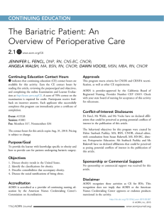 The Bariatric Patient: An Overview of Perioperative Care