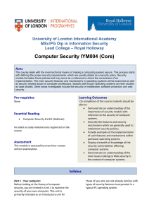 Computer security - University of London International Programmes