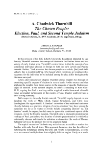 A. Chadwick Thornhill The Chosen People: Election, Paul, and