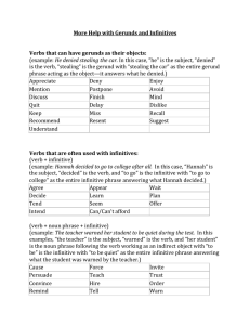 More Help with Gerunds and Infinitives Verbs that can have gerunds