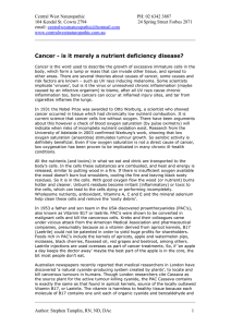 Cancer - is it merely a nutrient deficiency disease