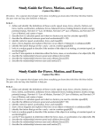 Study Guide for Force, Motion, and Energy