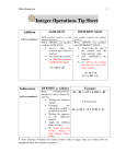 Integer Operations Tip Sheet