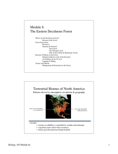Module 8. The Eastern Deciduous Forest Terrestrial Biomes of North