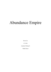 LEE Abundance Empire Kevin Lee 4/7. 2014 Academic Writing #2 Teddy