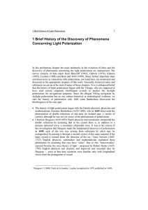 1 Brief History of the Discovery of Phenomena Concerning Light
