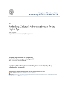 Rethinking Children`s Advertising Policies for the Digital Age