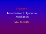 Chapter 9a Introduction to Quantum Mechanics