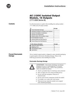 AC (120V) Isolated Output Module, 16 Outputs Installation Instructions