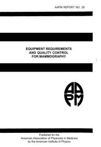 equipment requirements and quality control for