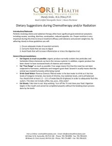 Dietary Suggestions during Chemotherapy and/or Radiation