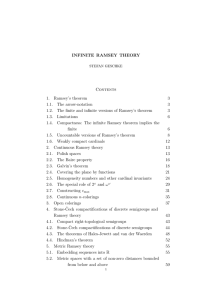 INFINITE RAMSEY THEORY Contents 1. Ramsey`s theorem 3 1.1