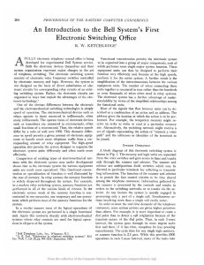 An Introduction to the Bell System`s First Electronic Switching Office