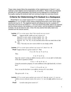 Criteria for Determining If A Subset is a Subspace