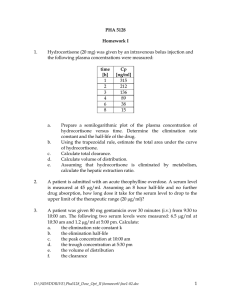 1 PHA 5128 Homework I 1. Hydrocortisone (20 mg) was given by an