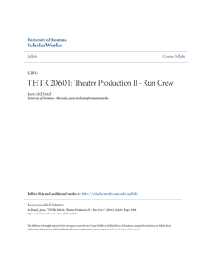 THTR 206.01: Theatre Production II - Run Crew