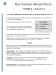 WHS Maths Instant Recall Facts