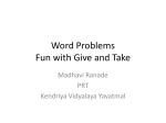 Word Problems Fun with Give and Take