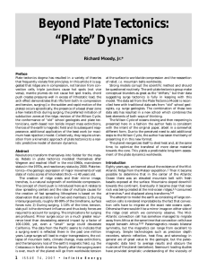 Beyond Plate Tectonics: “Plate” Dynamics