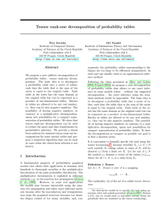 Tensor rank-one decomposition of probability tables