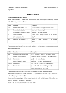 Verbs in Hittite