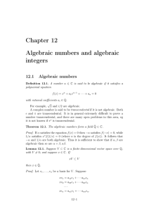 Chapter 12 Algebraic numbers and algebraic integers