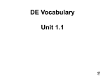DE Vocabulary Unit 1.1 - Stratford High School