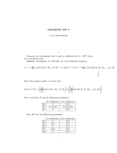 GEOMETRY HW 8 1 Compute the cohomology with Z and Z 2