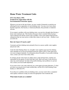 FTC Fact Sheet: Home Water Treatment Systems