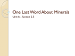 One Last Word About Minerals