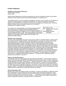 Idiopathic environmental intolerances 1999 - AAAAI