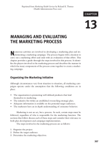Chapter 13: Managing and Evaluating the Marketing Process from