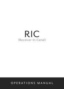 RIC (Receiver-In-Canal) Operations Manual