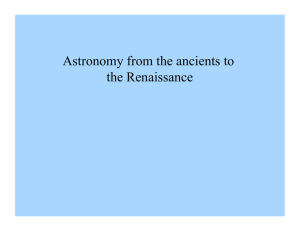 Astronomy from the ancients to the Renaissance