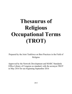 Thesaurus of Religious Occupational Terms (TROT)