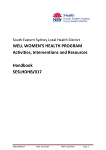 WELL WOMEN`S HEALTH PROGRAM Activities, Interventions and