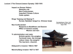Lecture 3 The Choson/Joseon Dynasty 1392