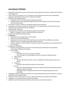 John Holland`s TYPOLOGY