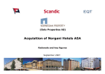 Acquisition of Norgani Hotels ASA