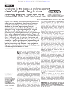 Guidelines for the diagnosis and management of cow`s milk protein