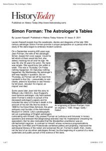 Simon Forman: The Astrologer`s Tables