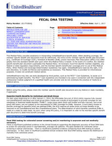 Fecal DNA Testing - UnitedHealthcareOnline.com