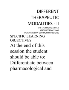 Non pharmacological therapies