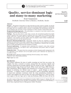 Quality, service-dominant logic and many-to-many marketing