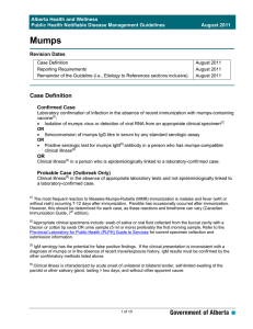 Mumps - Public Health Notifiable Disease Management Guidelines