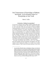Oral Transmission of Knowledge as Rabbinic Sacrament: An