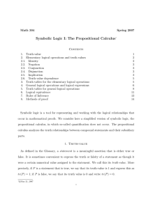 Symbolic Logic I: The Propositional Calculus
