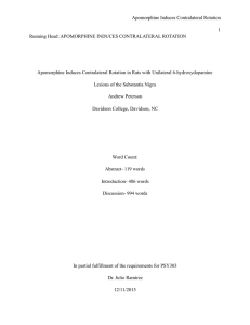 Apomorphine Induces Contralateral Rotation 1 Running Head