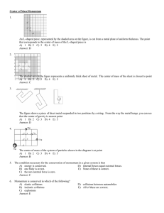 Center of Mass/Momentum 1. An L-shaped piece, represented by