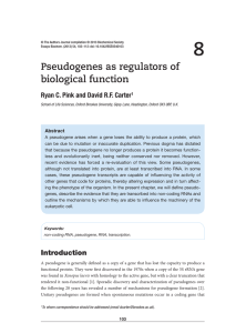 Pseudogenes as regulators of biological function